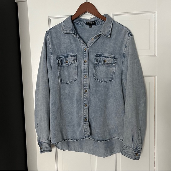Velvet Heart Oversized Chambray Denim Shirt Size Large - Picture 2 of 10